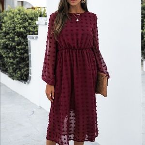 Swiss dot red wine dress small